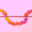 A drawing depicting two lines interconnected by a pink and yellow line, symbolizing business cycles and their dynamics.